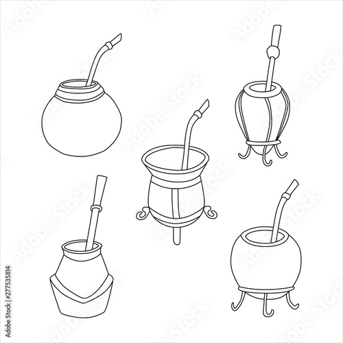 Set of yerba mate tea - calabash and bombilla. Accessory for drink mate.