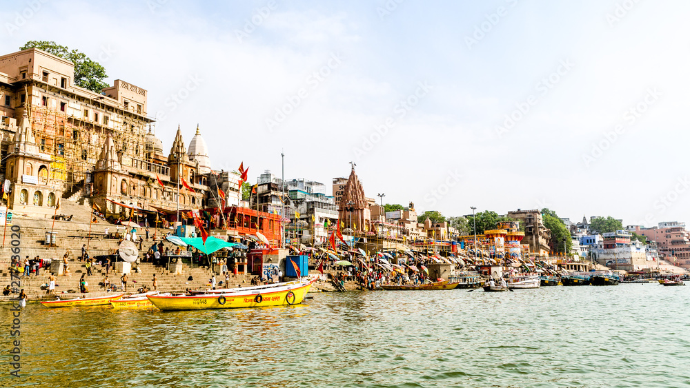 A view of holy dashashwamedh ghat of Varanasi from river Ganges