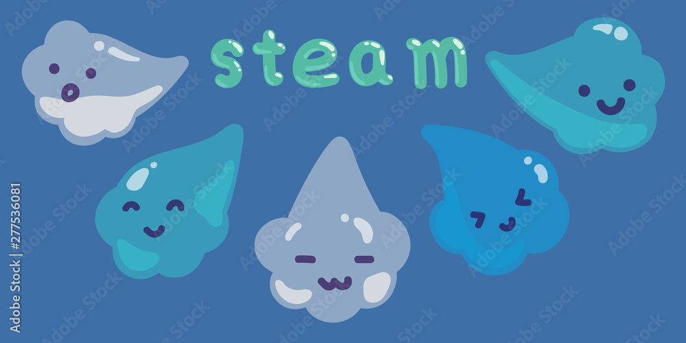 Naklejka premium Steam kawaii doodle flat vector illustration icon