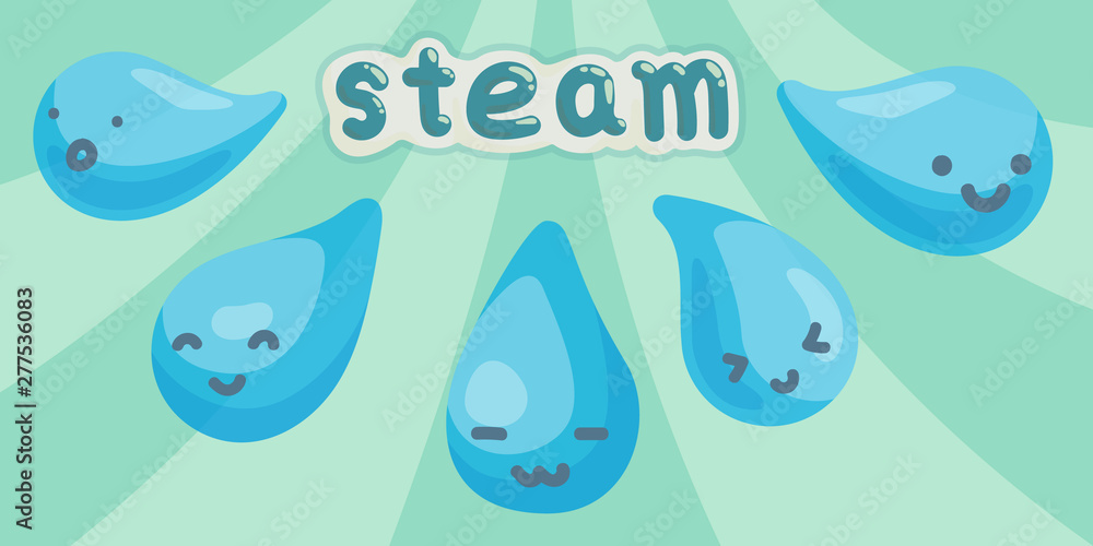 Naklejka premium Steam kawaii doodle flat vector illustration icon