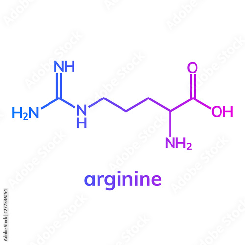 Arginine chemical formula on white background