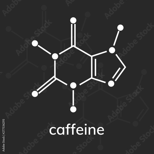 Caffeine chemical formula on dark background