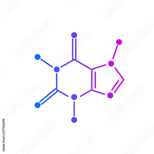 Caffeine chemical formula on white background.