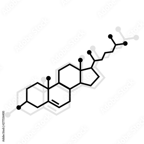 Cholesterol chemical formula on white background