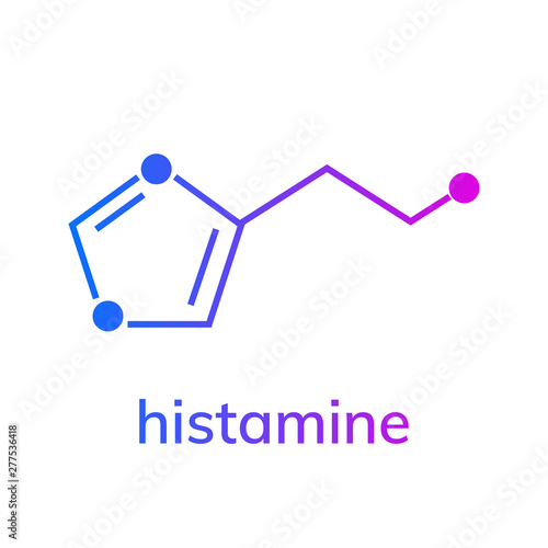 Histamine chemical formula on white background