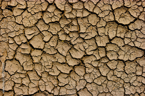 Global warming concept - cracked dry soil top view, background for envitonmental flyer design