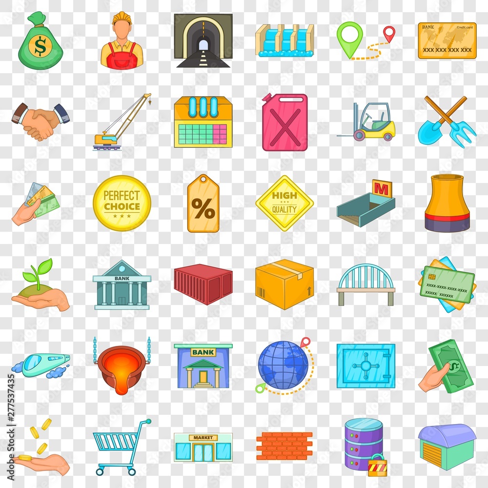Economy icons set. Cartoon style of 36 economy vector icons for web for any design Economy icons set. Cartoon style of 36 economy vector icons for web for any design