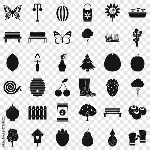 Gardening tool icons set. Simple style of 36 gardening tool vector icons for web for any design photo