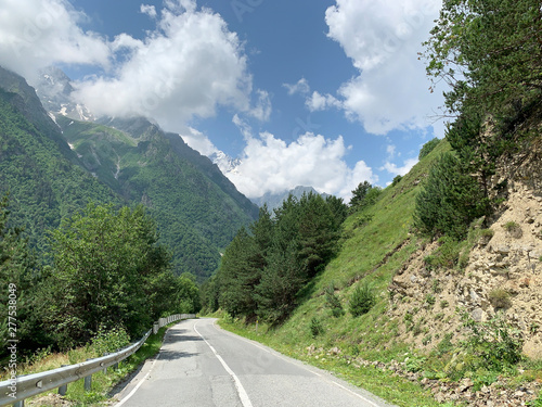 Russia  North Ossetia.Scenic road in Tsey gorge in sunny June day