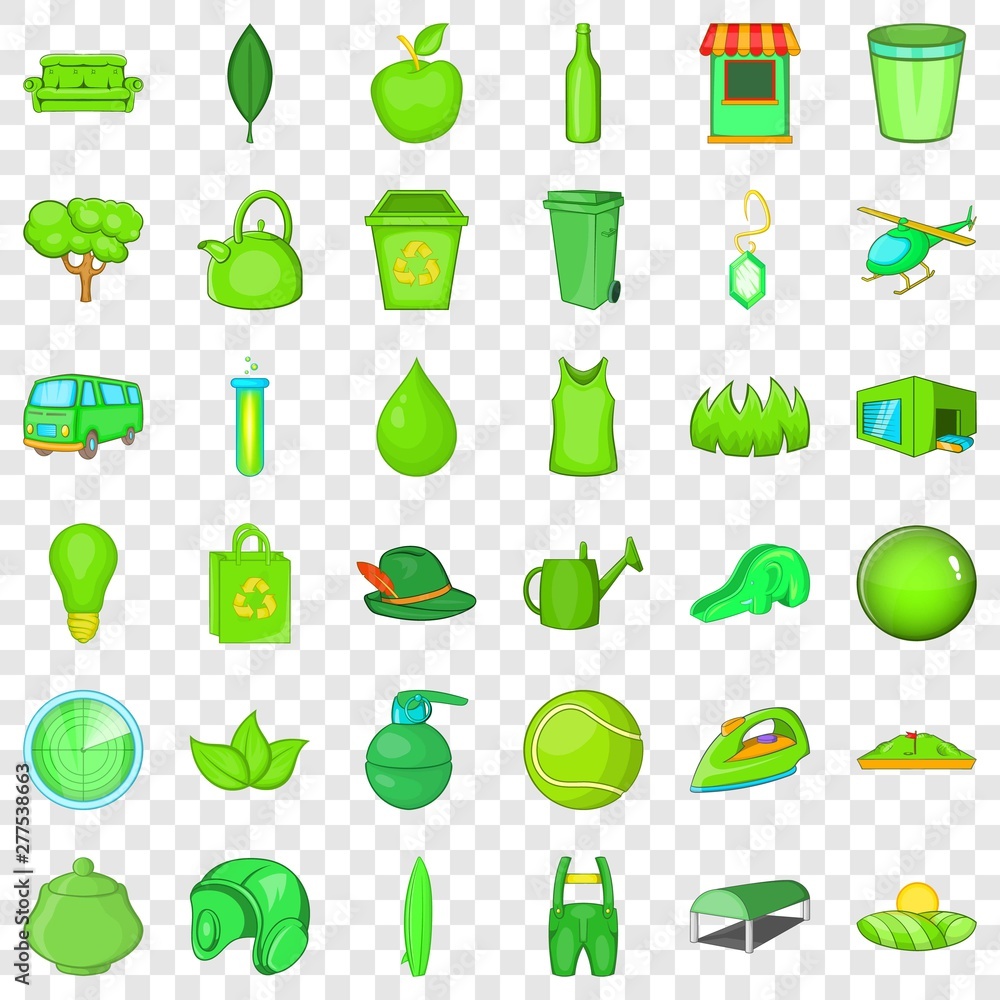 Ecology icons set. Cartoon style of 36 ecology vector icons for web for any design