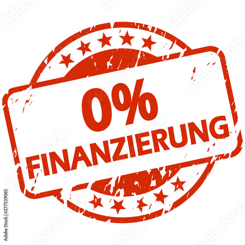 red grunge stamp with Banner 0% financing (in german)