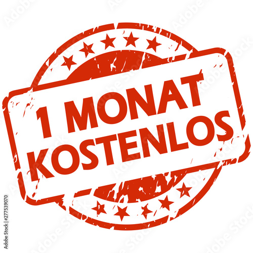 red grunge stamp with Banner 1 month free (in german)