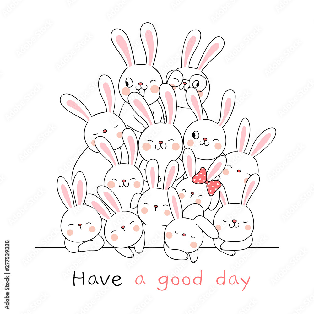 Draw cute rabbit with word have a nice day. Stock Vector | Adobe Stock