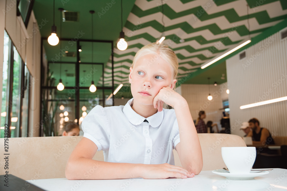 portrait blonde girl in cafe portrait blonde girl in cafe