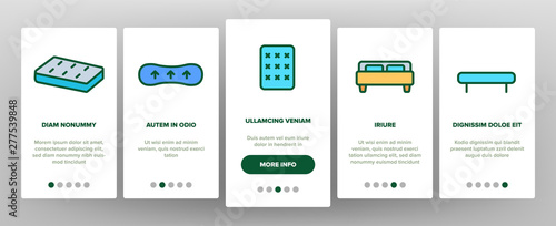 Mattress Types And Material Vector Onboarding Mobile App Page Screen. Orthopedic And Antiallergic Comfortable Mattress. Bio And Organic Breathable Bedding Isolated Contour Illustration