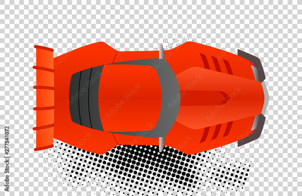 Red sport car top view vector illustration. Flat design auto. Illustration for transport concepts, car infographic, icons or web design. Delivery automobile. Red sport car top view vector illustration. Flat design auto. Illustration for transport concepts, car infographic, icons or web design. Delivery automobile.