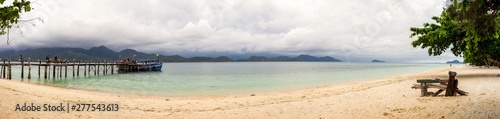 Panoramic beach koh laoya trat Thailand. With hill and clouds from rainy season.
