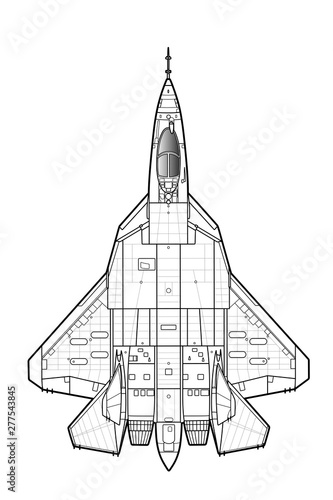 The Newest Russian jet fighter aircraft. Vector draw