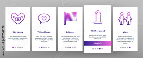 LGBT, LGBTQ Movement Linear Vector Onboarding Mobile App Page Screen. LGBT Community Thin. Gay, Lesbian, Homosexual Relationship Pictograms Collection. Love Freedom, Equality Illustrations
