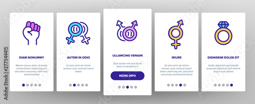 LGBT, LGBTQ Movement Linear Vector Onboarding Mobile App Page Screen. LGBT Community Thin. Gay, Lesbian, Homosexual Relationship Pictograms Collection. Love Freedom, Equality Illustrations