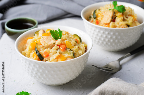 Chicken and Vegetable Rice, Tasty Homemade Food photo