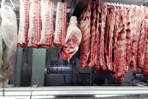 Argentine Asado steak meat displayed for sale in a Butcher Shop