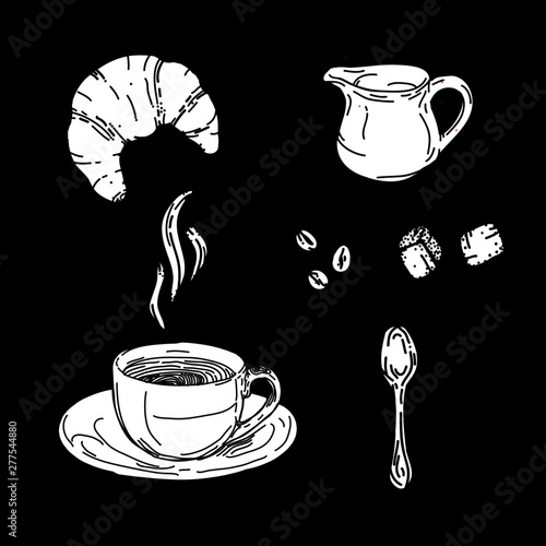 coffee black white set
