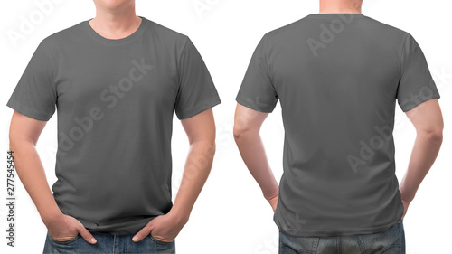 close up grey t-shirt cotton man pattern isolated on white.