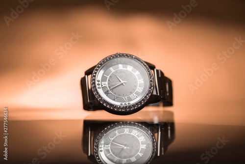 luxury woman wristwatch isolated on studio background. hand watch background. wrist watch.