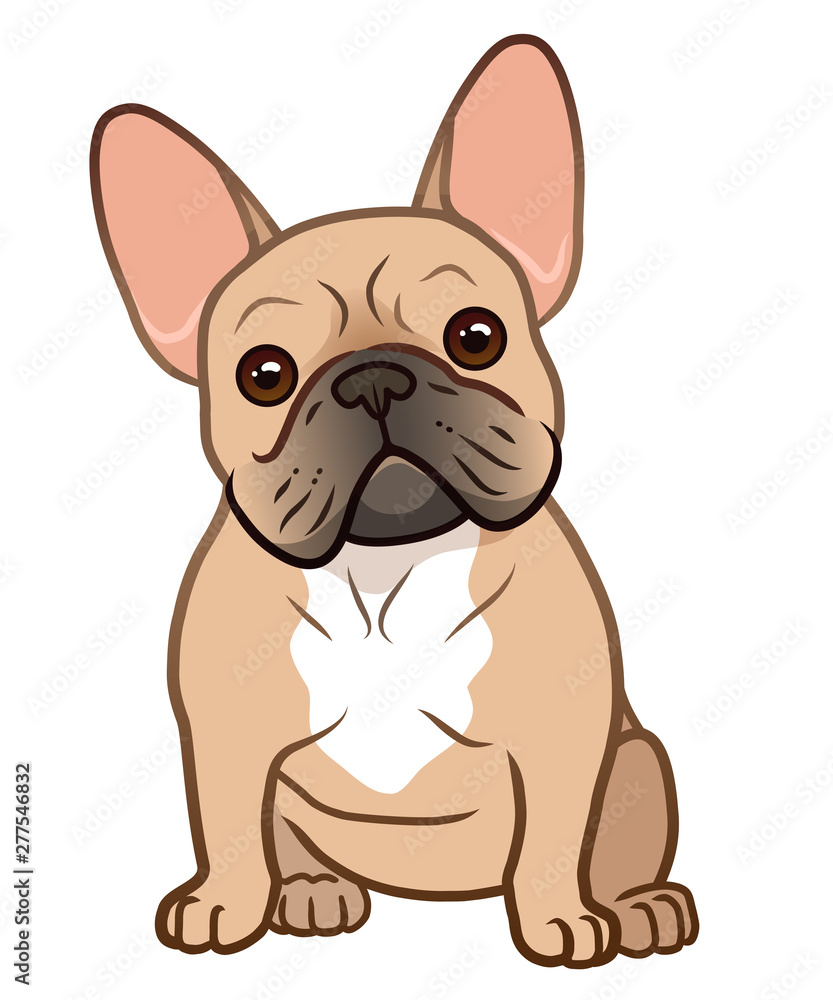 French cute sitting puppy with funny head tilt vector cartoon illustration white. Dogs, pets, animal lovers theme design element. vector de Stock | Adobe Stock