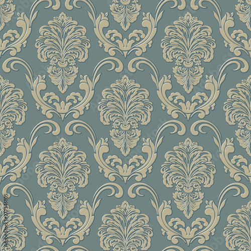 Vector damask seamless pattern background. Classical luxury old fashioned damask ornament, royal victorian seamless texture for wallpapers, textile, wrapping. Exquisite floral baroque template.