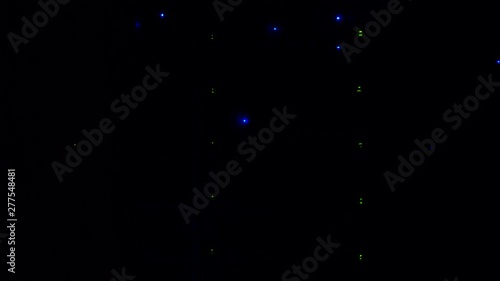 Blinking lights in a dark computer server room