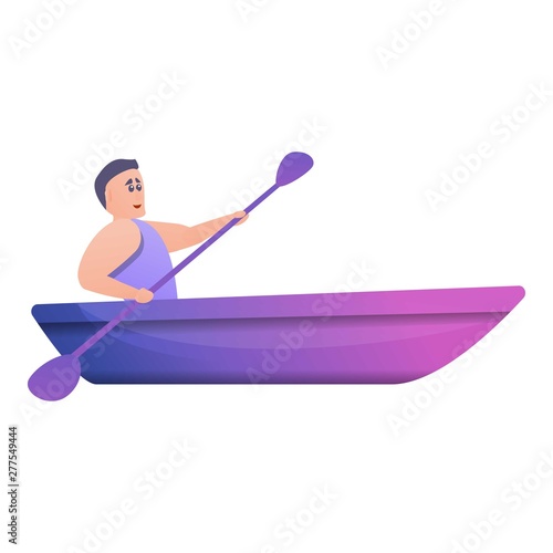 Man kayak activity icon. Cartoon of man kayak activity vector icon for web design isolated on white background