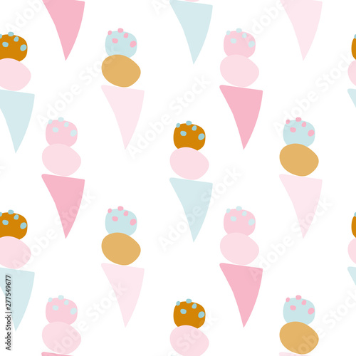 Seamless ice cream texture with geometric abstract shapes vector.