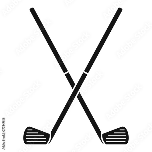 Crossed golf sticks icon. Simple illustration of crossed golf sticks vector icon for web design isolated on white background