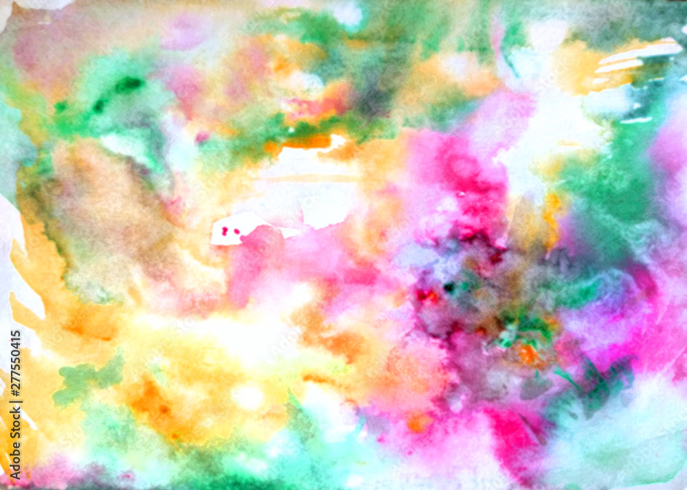 Artistic colorful background image. Bright abstract texture with watercolor strokes.