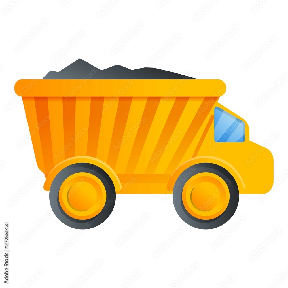 Dump truck icon. Cartoon of dump truck vector icon for web design isolated on white background Dump truck icon. Cartoon of dump truck vector icon for web design isolated on white background