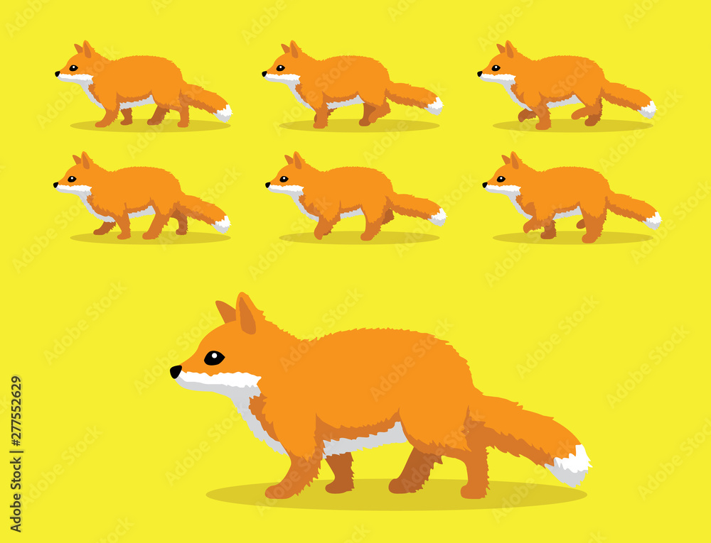 Fox Walking Animation Sequence Cartoon Vector Stock Vector Adobe Stock