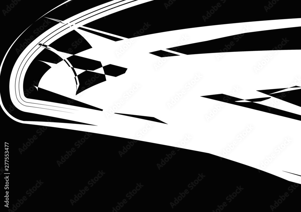 Fototapeta Black and white abstract shapes, dark background.
