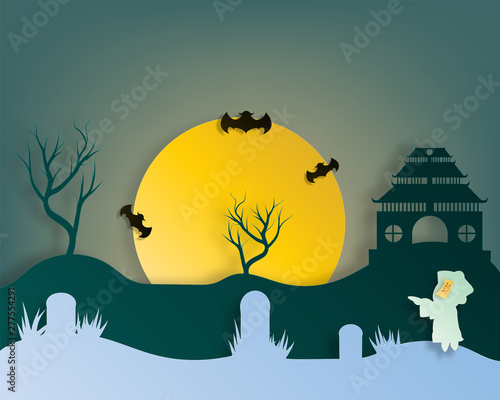 Vector chinese ghost festival paper cut.