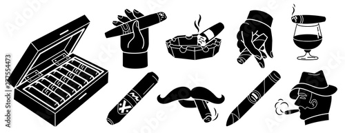 Cigar icons set. Simple set of cigar vector icons for web design on white background photo