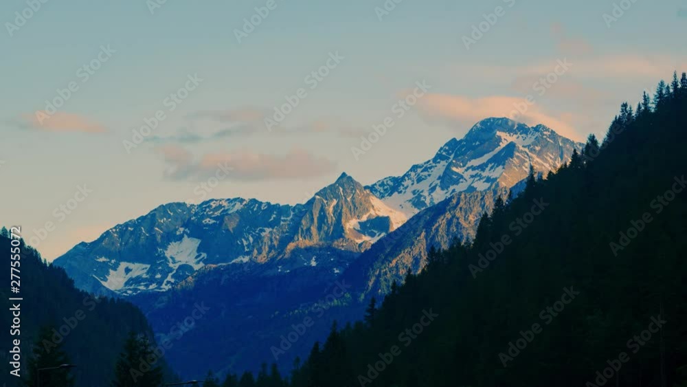 Time lapse view of a sunset in the Italian Alps in Aosta valley Time lapse view of a sunset in the Italian Alps in Aosta valley