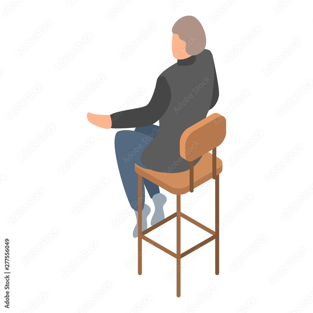 Man at bar chair icon. Isometric of man at bar chair vector icon for web design isolated on white background Man at bar chair icon. Isometric of man at bar chair vector icon for web design isolated on white background