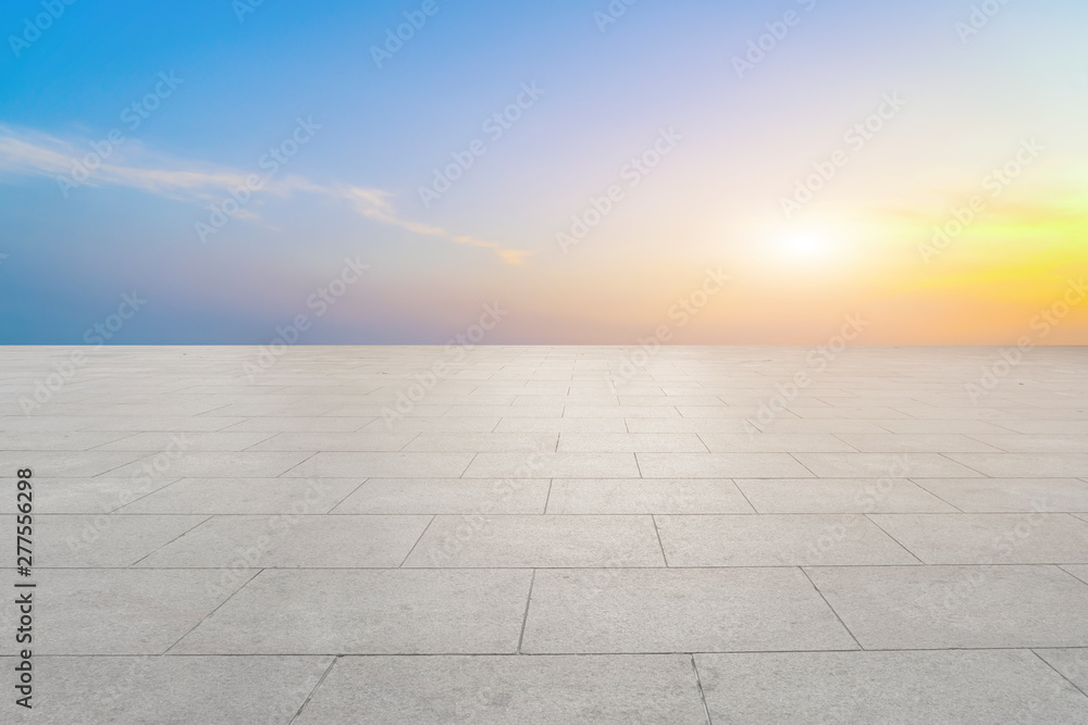 Empty Plaza Bricks and Sky Cloud Landscape Empty Plaza Bricks and Sky Cloud Landscape