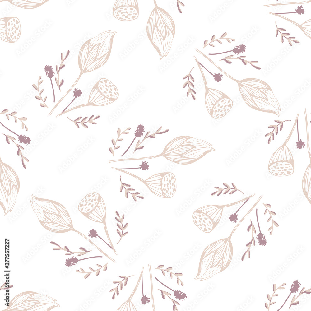 Beautiful chinese pattern with black lotus flowers pattern on white background for celebration design. Natural vector illustration. Seamless floral pattern.