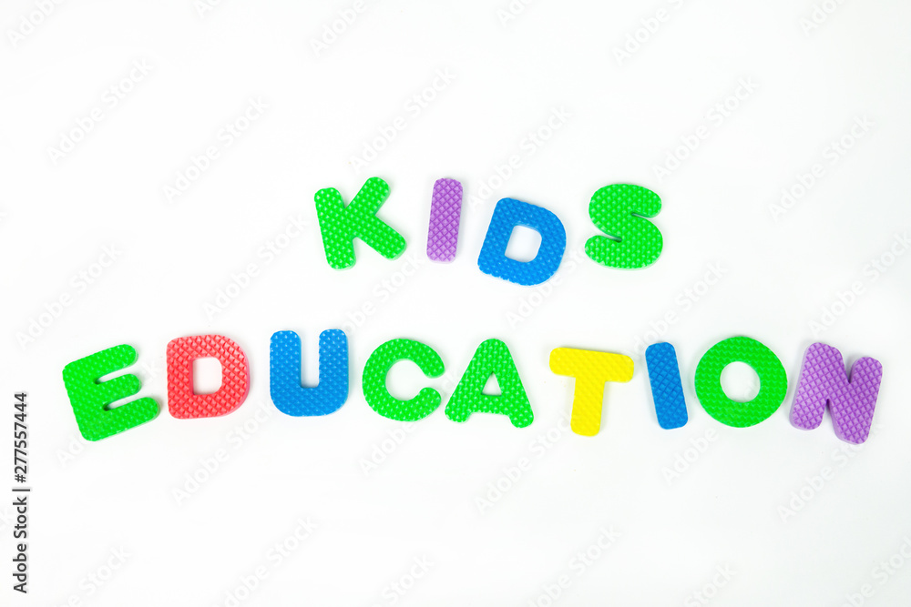 Kids education background, plastic letter and toy block.