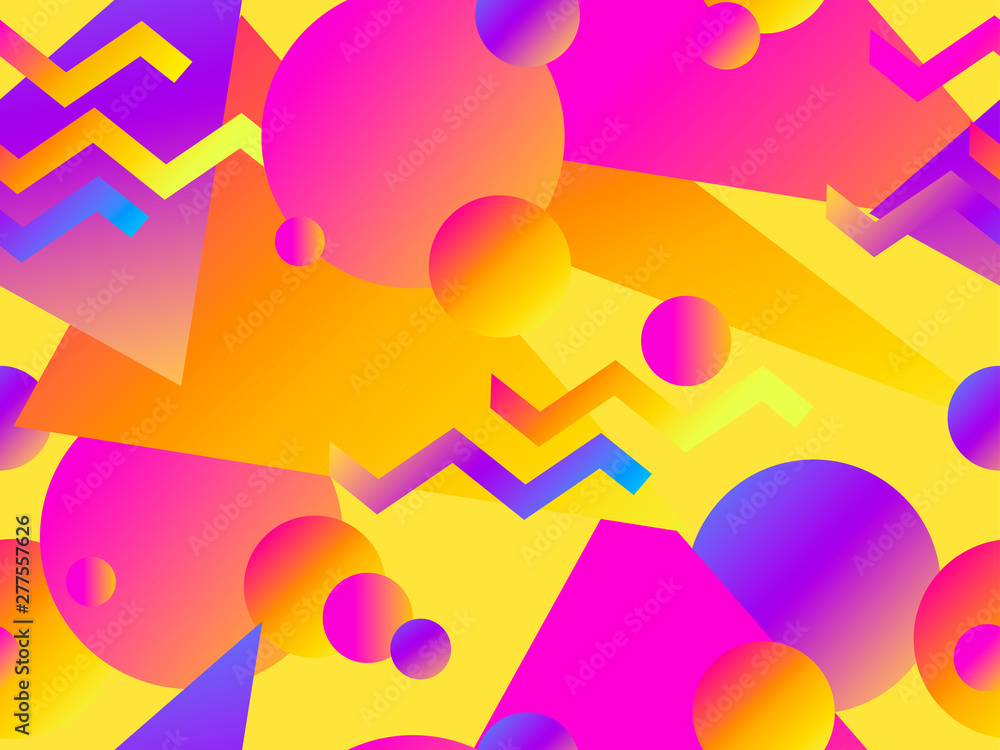 Geometric seamless pattern with liquid gradient. Triangles, circles and points. Trendy background. Vector illustration Geometric seamless pattern with liquid gradient. Triangles, circles and points. Trendy background. Vector illustration
