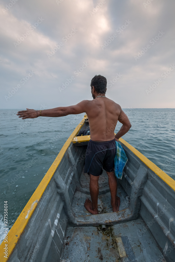 A Fisherman Going Out to Check His Nets, Jaffna, Sri Lanka