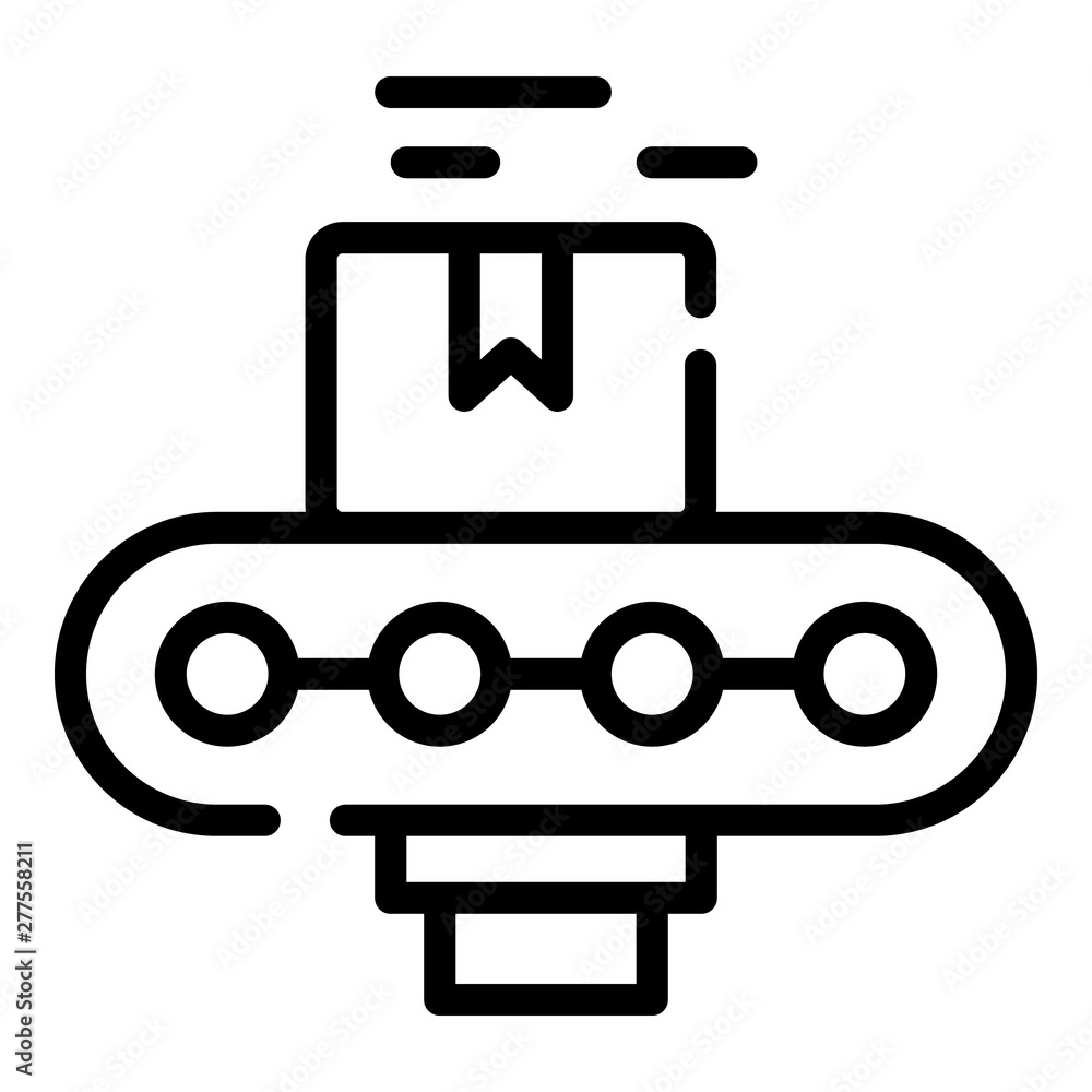 Carton box assembly line icon. Outline carton box assembly line vector icon for web design isolated on white background Carton box assembly line icon. Outline carton box assembly line vector icon for web design isolated on white background