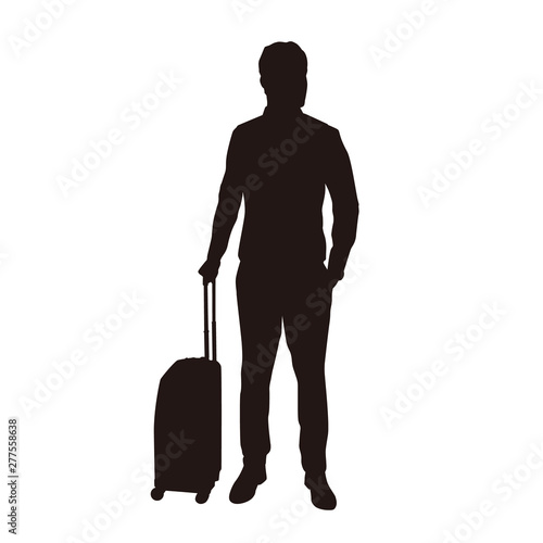 Man With Baggage For Business Trip Silhouette